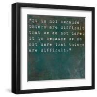 Inspirational Quote By Seneca On Earthy Background-nagib-Framed Art Print