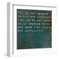 Inspirational Quote By Seneca On Earthy Background-nagib-Framed Art Print