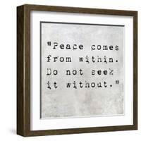 Inspirational Quote By Siddhartha Gautama (The Buddha) On Earthy Background-nagib-Framed Art Print