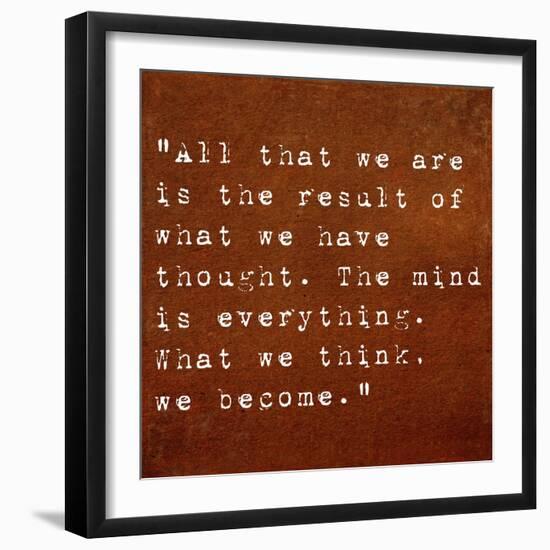 Inspirational Quote By Siddhartha Gautama (The Buddha) On Earthy Background-nagib-Framed Art Print