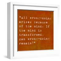 Inspirational Quote By Siddhartha Gautama (The Buddha) On Earthy Background-nagib-Framed Art Print