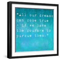 Inspirational Quote By Walt Disney On Earthy Background-nagib-Framed Art Print