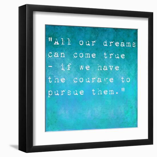 Inspirational Quote By Walt Disney On Earthy Background-nagib-Framed Art Print