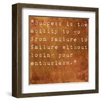 Inspirational Quote By Winston Churchill On Earthy Brown Background-nagib-Framed Art Print