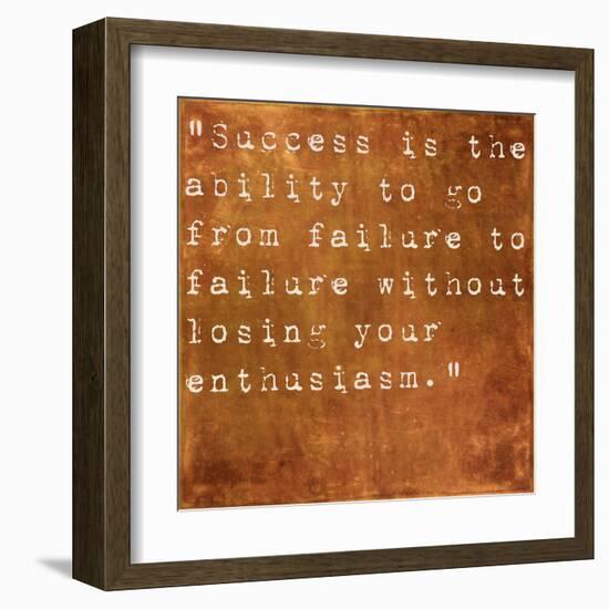 Inspirational Quote By Winston Churchill On Earthy Brown Background-nagib-Framed Art Print