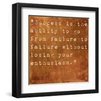 Inspirational Quote By Winston Churchill On Earthy Brown Background-nagib-Framed Art Print