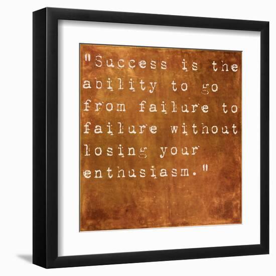 Inspirational Quote By Winston Churchill On Earthy Brown Background-nagib-Framed Art Print