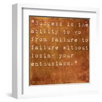 Inspirational Quote By Winston Churchill On Earthy Brown Background-nagib-Framed Art Print