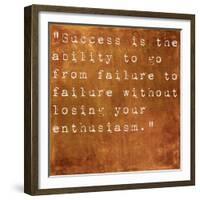 Inspirational Quote By Winston Churchill On Earthy Brown Background-nagib-Framed Premium Giclee Print