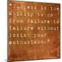 Inspirational Quote By Winston Churchill On Earthy Brown Background-nagib-Mounted Premium Giclee Print