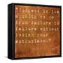 Inspirational Quote By Winston Churchill On Earthy Brown Background-nagib-Framed Stretched Canvas