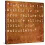 Inspirational Quote By Winston Churchill On Earthy Brown Background-nagib-Stretched Canvas