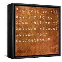 Inspirational Quote By Winston Churchill On Earthy Brown Background-nagib-Framed Stretched Canvas
