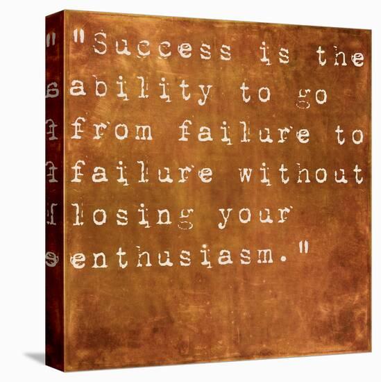 Inspirational Quote By Winston Churchill On Earthy Brown Background-nagib-Stretched Canvas