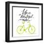 Inspirational Quote - Life is a Beautiful Ride. Handwritten Modern Calligraphy Poster with Green Ha-kotoko-Framed Art Print