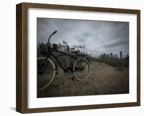 Instagram Filtered Image of a Vintage Bicycle and Sand Dunes on the Beach-pablo guzman-Framed Photographic Print