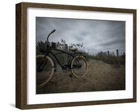 Instagram Filtered Image of a Vintage Bicycle and Sand Dunes on the Beach-pablo guzman-Framed Photographic Print