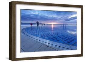 Installation Greetings to the Sun by Nikola Basic at Sunset, Zadar, Dalmatia, Croatia, Europe-Markus Lange-Framed Photographic Print