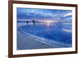 Installation Greetings to the Sun by Nikola Basic at Sunset, Zadar, Dalmatia, Croatia, Europe-Markus Lange-Framed Photographic Print