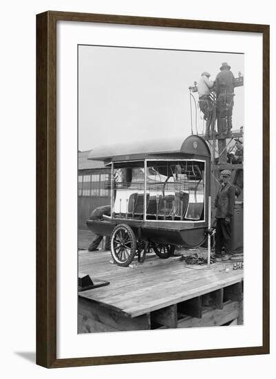 Installation of Searchlights at an Airfield-null-Framed Art Print
