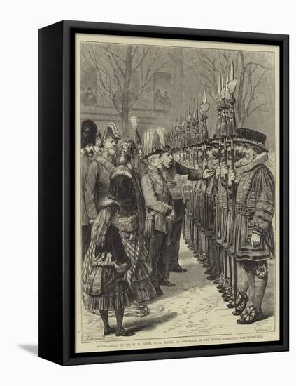 Installation of Sir W M Gomm, Gcb; Gcsi, as Constable of the Tower, Inspecting the Beefeaters-Godefroy Durand-Framed Stretched Canvas