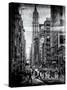 Instants of NY B&W Series - Urban Street Scene in Broadway - Canal Street - Manhattan - New York-Philippe Hugonnard-Stretched Canvas