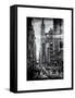 Instants of NY B&W Series - Urban Street Scene in Broadway - Canal Street - Manhattan-Philippe Hugonnard-Framed Stretched Canvas