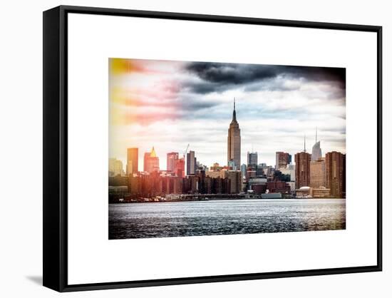 Instants of NY BW Series - Landscape View Manhattan with the Empire State Building - New York-Philippe Hugonnard-Framed Stretched Canvas