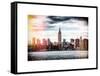 Instants of NY BW Series - Landscape View Manhattan with the Empire State Building - New York-Philippe Hugonnard-Framed Stretched Canvas