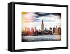 Instants of NY BW Series - Landscape View Manhattan with the Empire State Building - New York-Philippe Hugonnard-Framed Stretched Canvas