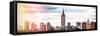 Instants of NY BW Series - Panoramic Landscape View Manhattan with the Empire State Building-Philippe Hugonnard-Framed Stretched Canvas