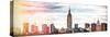 Instants of NY BW Series - Panoramic Landscape View Manhattan with the Empire State Building-Philippe Hugonnard-Stretched Canvas