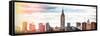 Instants of NY BW Series - Panoramic Landscape View Manhattan with the Empire State Building-Philippe Hugonnard-Framed Stretched Canvas