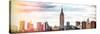 Instants of NY BW Series - Panoramic Landscape View Manhattan with the Empire State Building-Philippe Hugonnard-Stretched Canvas