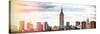 Instants of NY BW Series - Panoramic Landscape View Manhattan with the Empire State Building-Philippe Hugonnard-Stretched Canvas