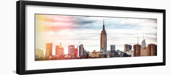 Instants of NY BW Series - Panoramic Landscape View Manhattan with the Empire State Building-Philippe Hugonnard-Framed Photographic Print