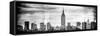 Instants of NY BW Series - Panoramic Landscape View Manhattan with the Empire State Building-Philippe Hugonnard-Framed Stretched Canvas