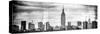 Instants of NY BW Series - Panoramic Landscape View Manhattan with the Empire State Building-Philippe Hugonnard-Stretched Canvas