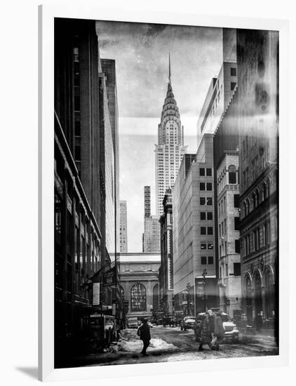 Instants of NY BW Series - Urban Scene in Winter at Grand Central Terminal in New York City-Philippe Hugonnard-Framed Photographic Print