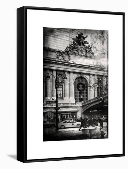 Instants of NY BW Series - Urban Scene View in Winter-Philippe Hugonnard-Framed Stretched Canvas