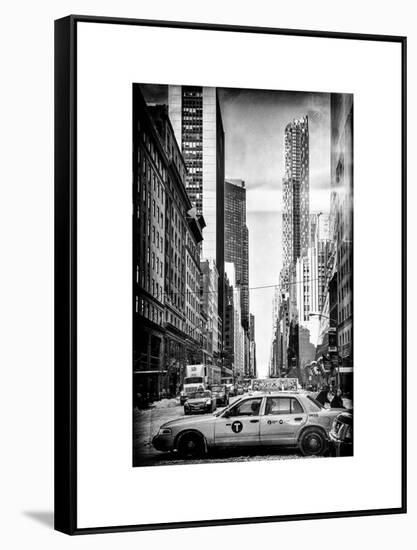 Instants of NY BW Series - Urban Scene with Yellow Taxis-Philippe Hugonnard-Framed Stretched Canvas