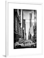 Instants of NY BW Series - Urban Scene with Yellow Taxis-Philippe Hugonnard-Framed Art Print