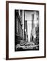 Instants of NY BW Series - Urban Scene with Yellow Taxis-Philippe Hugonnard-Framed Art Print