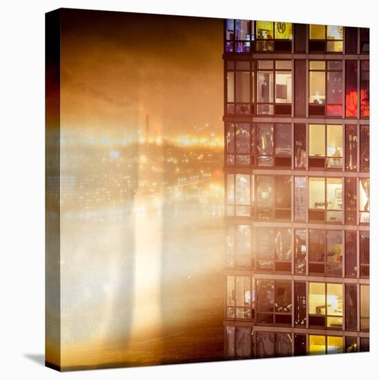 Instants of NY Series - Architecture and Building in Downtown Manhattan by Night-Philippe Hugonnard-Stretched Canvas