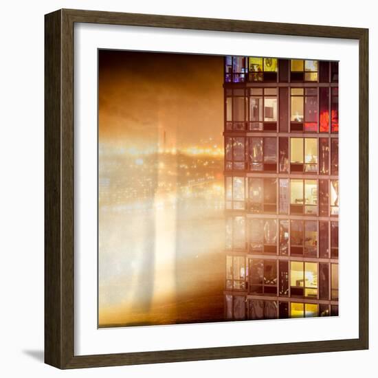 Instants of NY Series - Architecture and Building in Downtown Manhattan by Night-Philippe Hugonnard-Framed Photographic Print