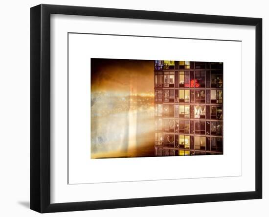 Instants of NY Series - Architecture and Building in Downtown Manhattan by Night-Philippe Hugonnard-Framed Art Print