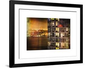 Instants of NY Series - Architecture and Building in Downtown Manhattan by Night-Philippe Hugonnard-Framed Art Print