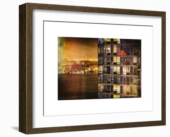 Instants of NY Series - Architecture and Building in Downtown Manhattan by Night-Philippe Hugonnard-Framed Art Print