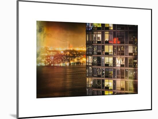 Instants of NY Series - Architecture and Building in Downtown Manhattan by Night-Philippe Hugonnard-Mounted Art Print