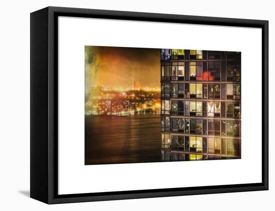 Instants of NY Series - Architecture and Building in Downtown Manhattan by Night-Philippe Hugonnard-Framed Stretched Canvas